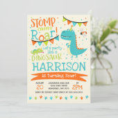 恐竜誕生日招待状恐竜ロールパーティー 招待状 (スタンド正面)