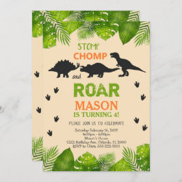 恐竜誕生日招待状葉付き 招待状