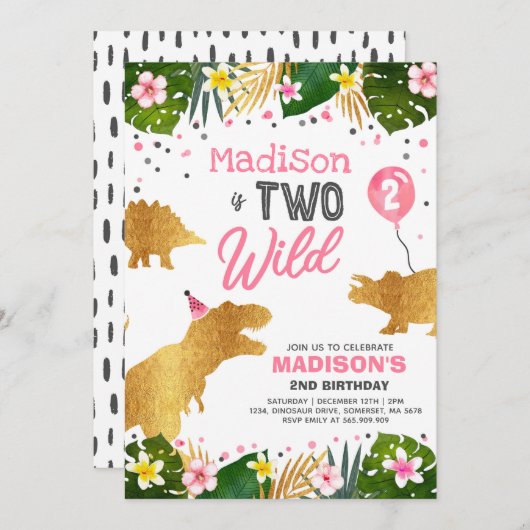 恐竜誕生日招待状2野生パーティー 招待状 (正面/裏面)