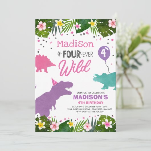 恐竜誕生日招待状4エバーワイルドディノパーティー 招待状 (スタンド正面)