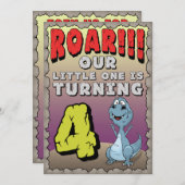 恐竜誕生日招待状4歳 招待状 (正面/裏面)