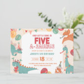 恐竜誕生日招待状5.かわいいディノ5位目 招待状 (スタンド正面)