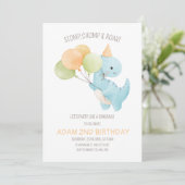 恐竜誕生日招待状、ミニマルtレックス 招待状 (スタンド正面)