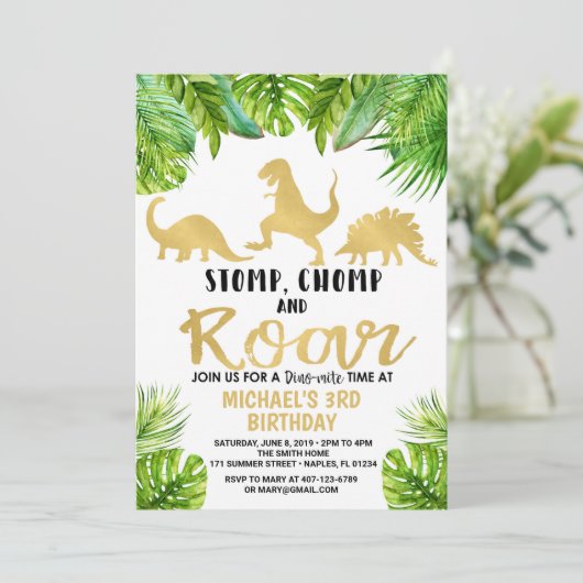 恐竜誕生日招待状 招待状 (スタンド正面)