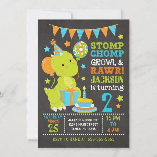 恐竜誕生日招待状 招待状 (正面)