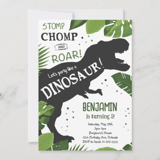恐竜誕生日招待状 招待状 (正面)