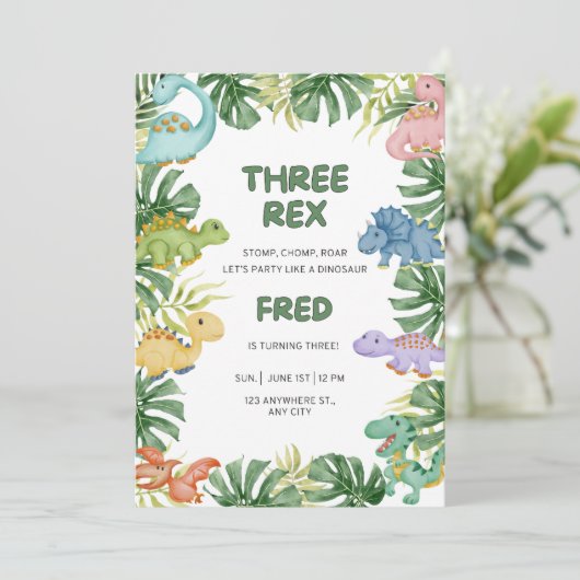 恐竜誕生日招待状 招待状 (スタンド正面)