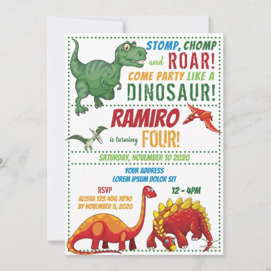 恐竜誕生日招待状 招待状 (正面)