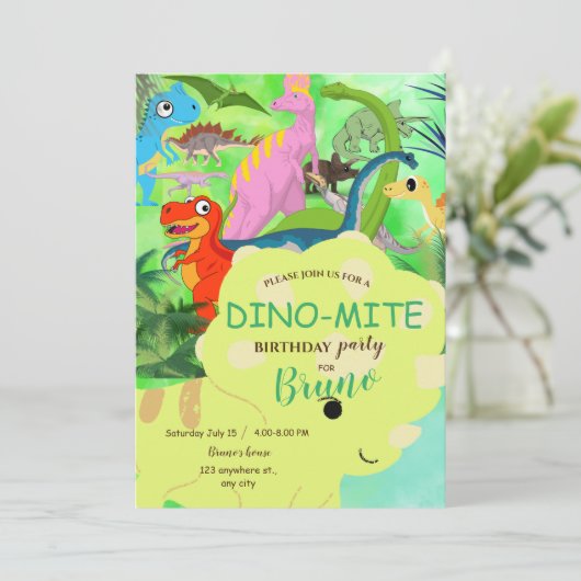 恐竜誕生日招待状 招待状 (スタンド正面)