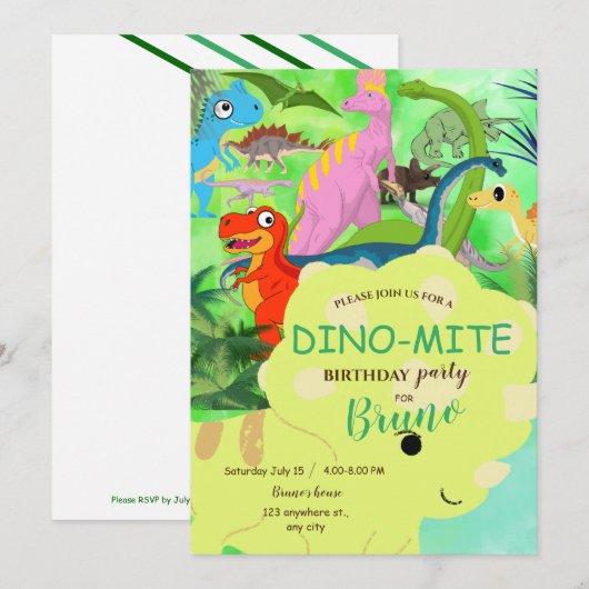 恐竜誕生日招待状 招待状 (正面/裏面)
