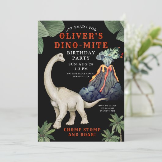 恐竜誕生日招待状 招待状 (スタンド正面)