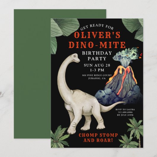 恐竜誕生日招待状 招待状 (正面/裏面)