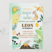 恐竜誕生日招待状 – 編集可能キッドパーティー 招待状 (正面/裏面)
