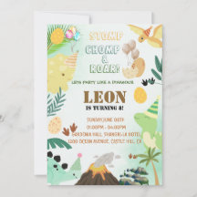 恐竜誕生日招待状 – 編集可能キッドパーティー