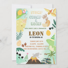 恐竜誕生日招待状 – 編集可能キッドパーティー 招待状