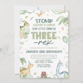 恐竜誕生日招待状、編集可能3-レックス3 招待状 (正面)