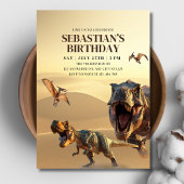 恐竜誕生日招待状、Tレックスディノ誕生日 招待状