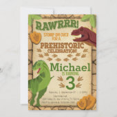 恐竜誕生日招待状、T-レックス招待状 招待状 (正面)