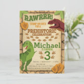 恐竜誕生日招待状、T-レックス招待状 招待状 (スタンド正面)