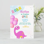 恐竜誕生日招待状for a Girl 招待状 (スタンド正面)