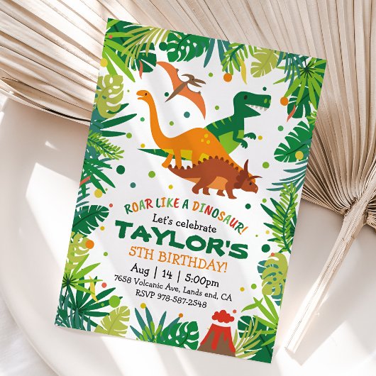恐竜誕生日招待状Tレックスパーティー 招待状
