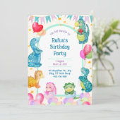 恐竜誕生日水彩招待状 サンキューカード (スタンド正面)