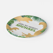 恐竜誕生日金ゴールドディーノトレックスボーイキッズ ペーパープレート (アングル)