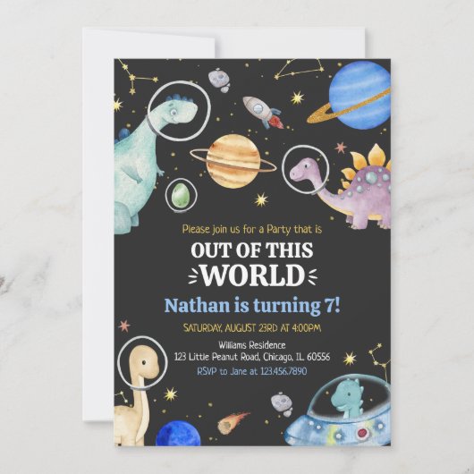 恐竜誕生日 招待状 (正面)