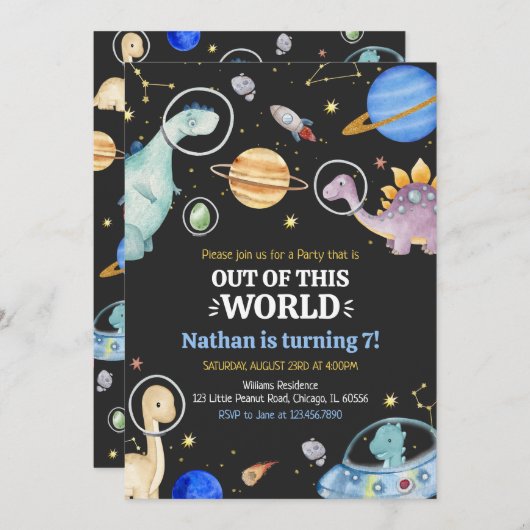 恐竜誕生日 招待状 (正面/裏面)