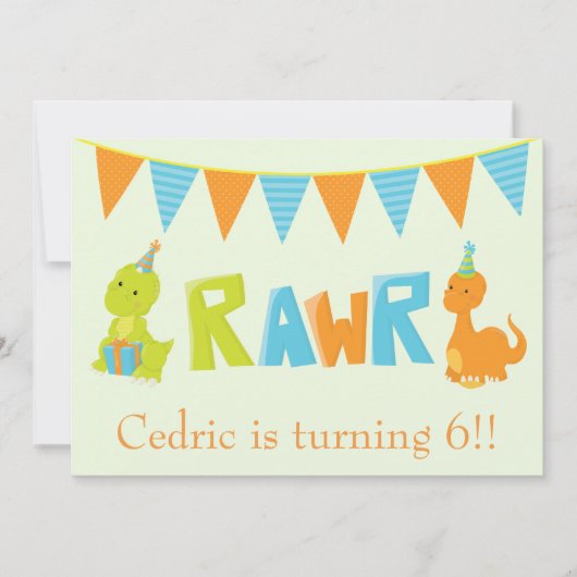 恐竜誕生日 招待状 (正面)