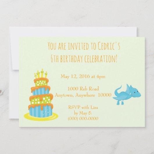 恐竜誕生日 招待状 (裏面)