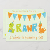 恐竜誕生日 招待状 (正面/裏面)