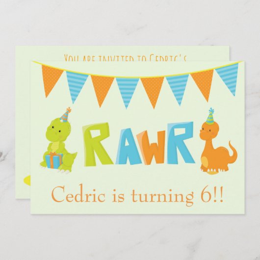 恐竜誕生日 招待状 (正面/裏面)