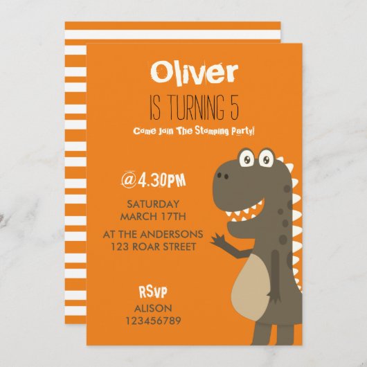 恐竜誕生日 招待状 (正面/裏面)