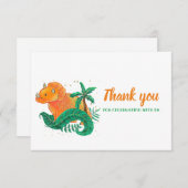 恐竜誕生日 | Orange Triceratopsありがとうございます サンキューカード (正面/裏面)