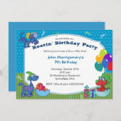 恐竜誕生日Bashの衣装パーティー 招待状 (正面/裏面)