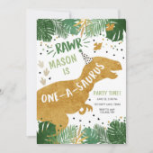 恐竜誕生日Tレックスボーイ第1回誕生日 招待状 (正面)