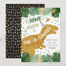 恐竜誕生日Tレックスボーイ第1回誕生日 招待状