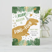 恐竜誕生日Tレックスボーイ4ディノ誕生日 招待状 (スタンド正面)