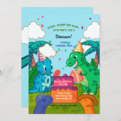 恐竜誕生祝い 招待状 (正面/裏面)