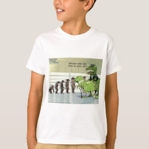 恐竜警察の顔ぶれ 少年 ユーモア Tシャツ
