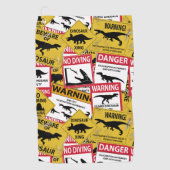 恐竜警戒シンボルや象徴 ゴルフタオル (正面)