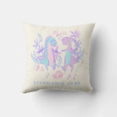 恐竜踊りパステルパープルブルーパーソナライズされた クッション (裏面)
