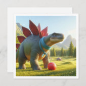 恐竜遊のサッカー、Tレックス誕生日の招待状 招待状 (正面/裏面)