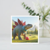 恐竜遊のサッカー、Tレックス誕生日の招待状 招待状 (スタンド正面)