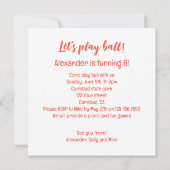 恐竜遊のサッカー、Tレックス誕生日の招待状 招待状 (裏面)