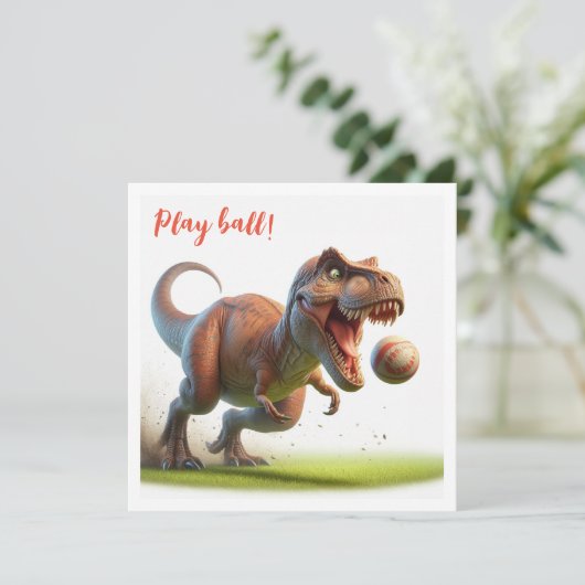 恐竜遊のボール、Tレックス誕生日の招待状 招待状 (スタンド正面)