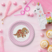 恐竜金ゴールドトリケラトプスパーティー白いドット ペーパープレート (パーティー)