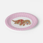 恐竜金ゴールドトリケラトプスパーティー白いドット ペーパープレート (アングル)