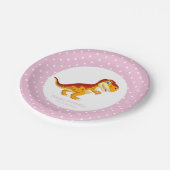 恐竜金ゴールドTレックスパーティー白ドット ペーパープレート (アングル)